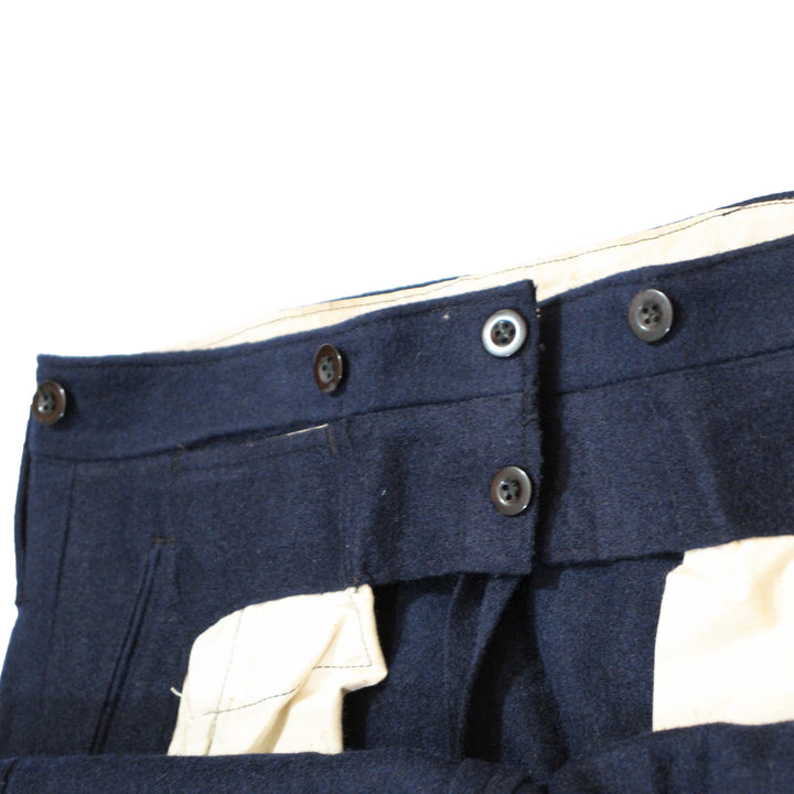 French Drop Front Blue Wool Sailor Pants