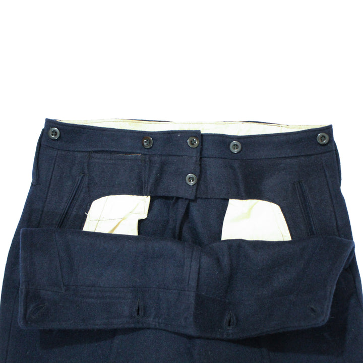 French Drop Front Blue Wool Sailor Pants