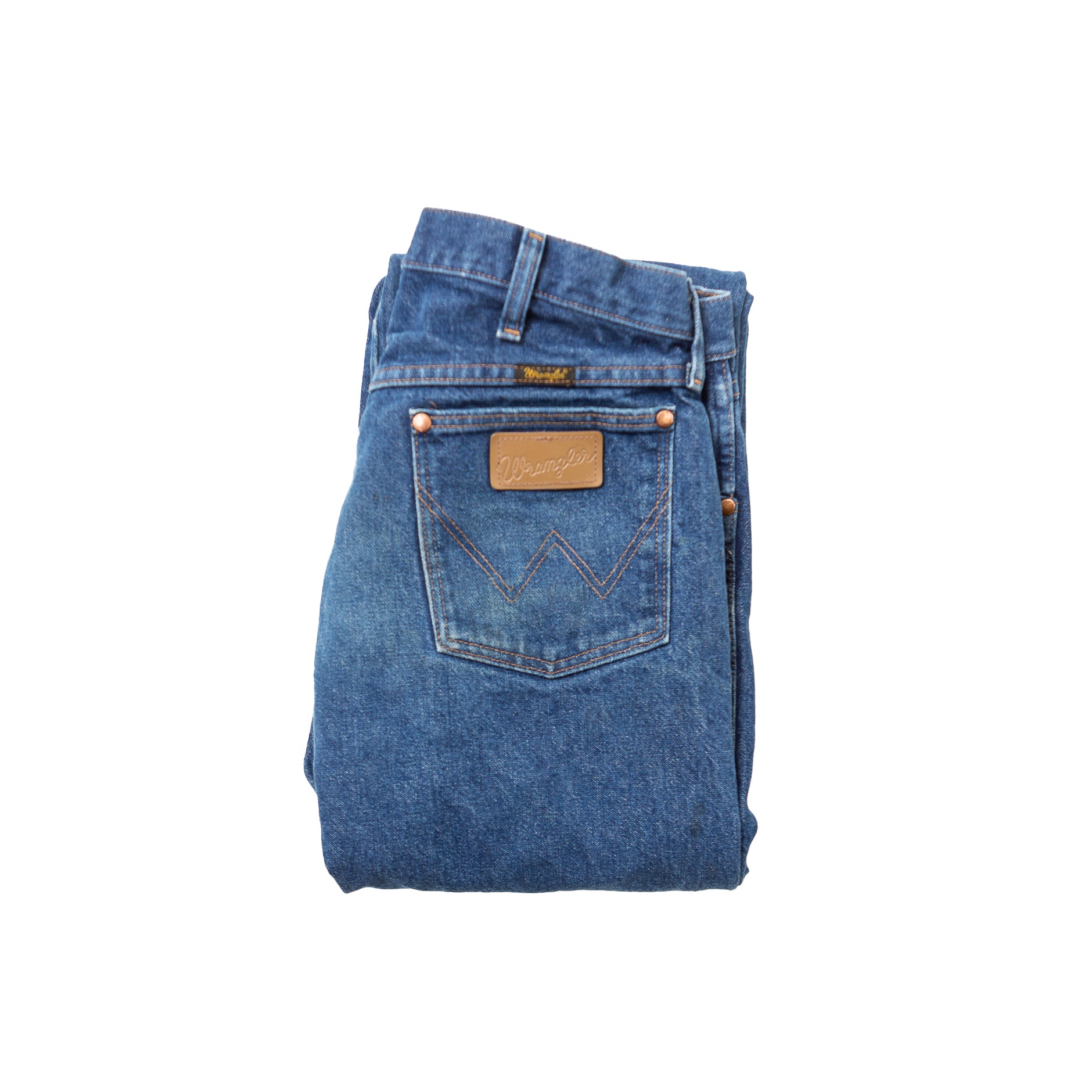 パンツ W40 WRANGLER BAGGY DENIM MEDIUM WASHED Vintage WRANGLER Jeans Regular Straight Blue Mens Tq7 Size