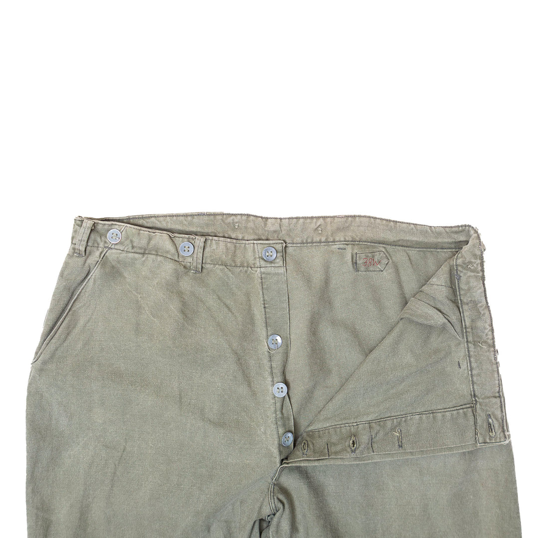 Olive Green Vintage Buckle Back Pants