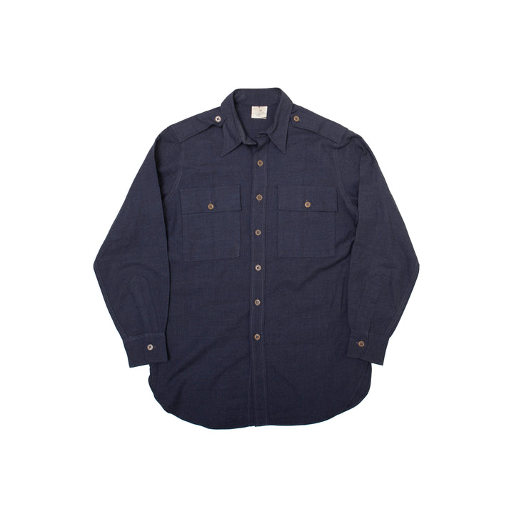 Navy Wool Button Up Shirt