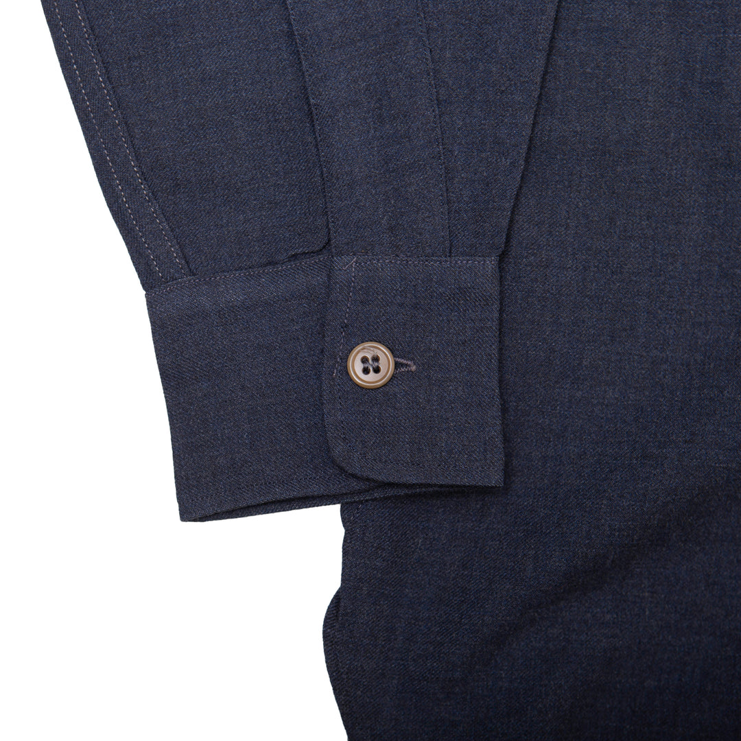 Navy Wool Button Up Shirt