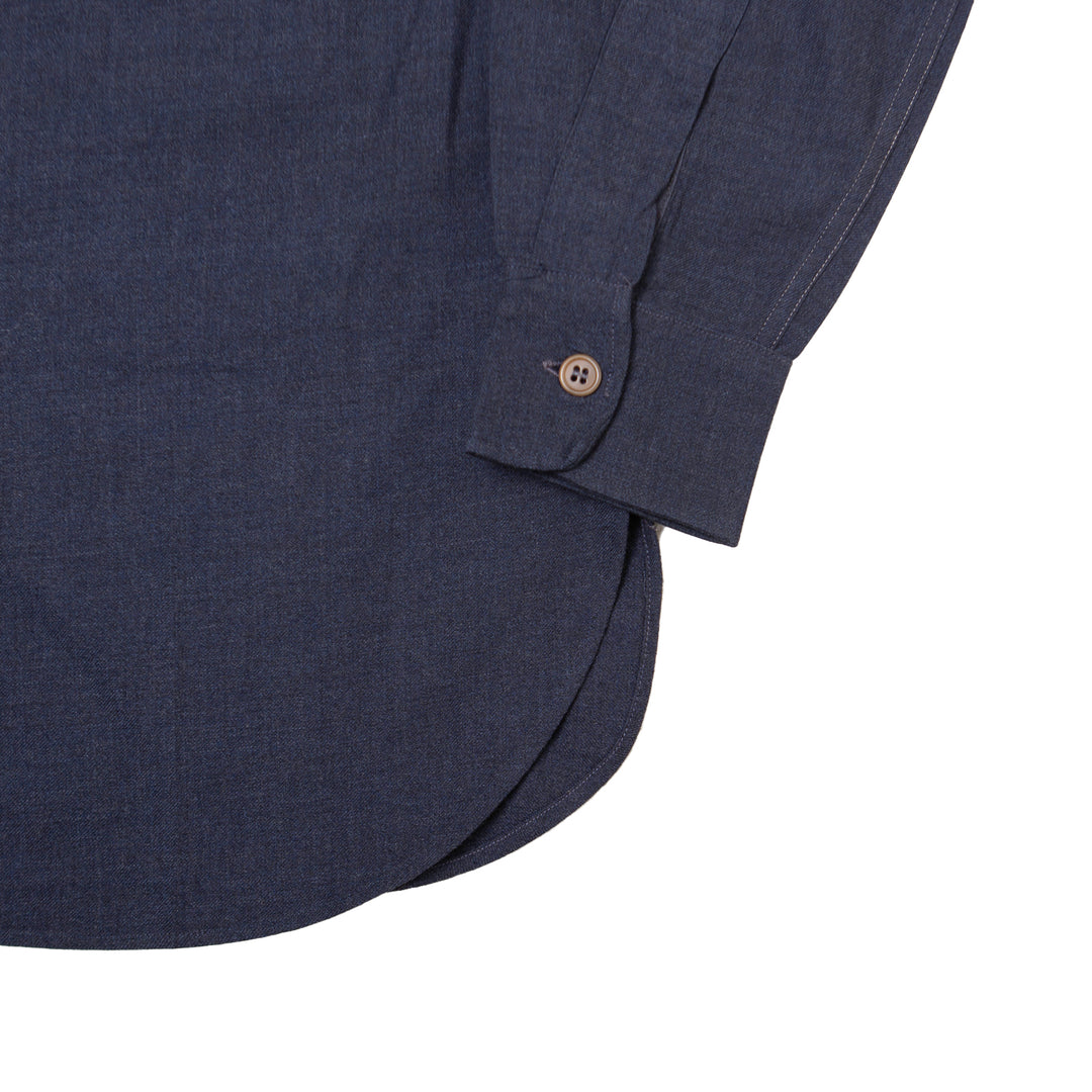 Navy Wool Button Up Shirt