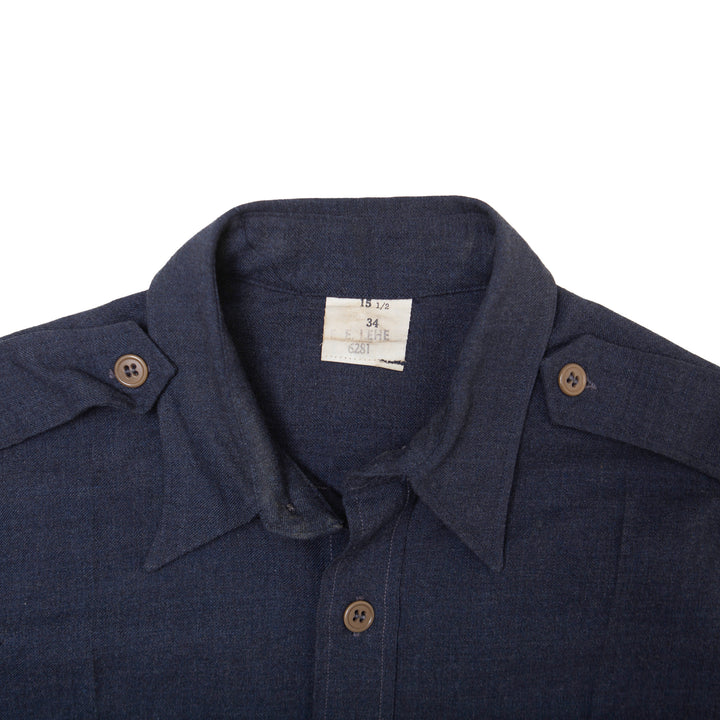 Navy Wool Button Up Shirt