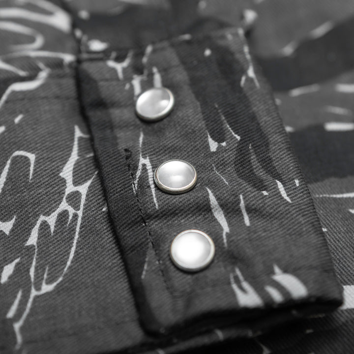 Gung Ho Tiger Stripe Pearl Snap Shirts - Gray
