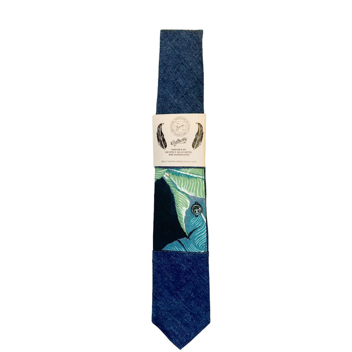 Denim / Black Floral Pocket Tie