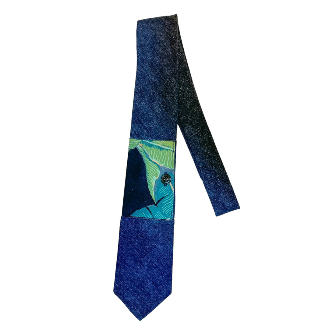 Denim / Black Floral Pocket Tie