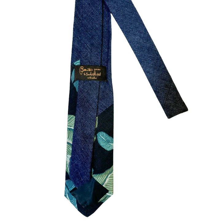 Denim / Black Floral Tie