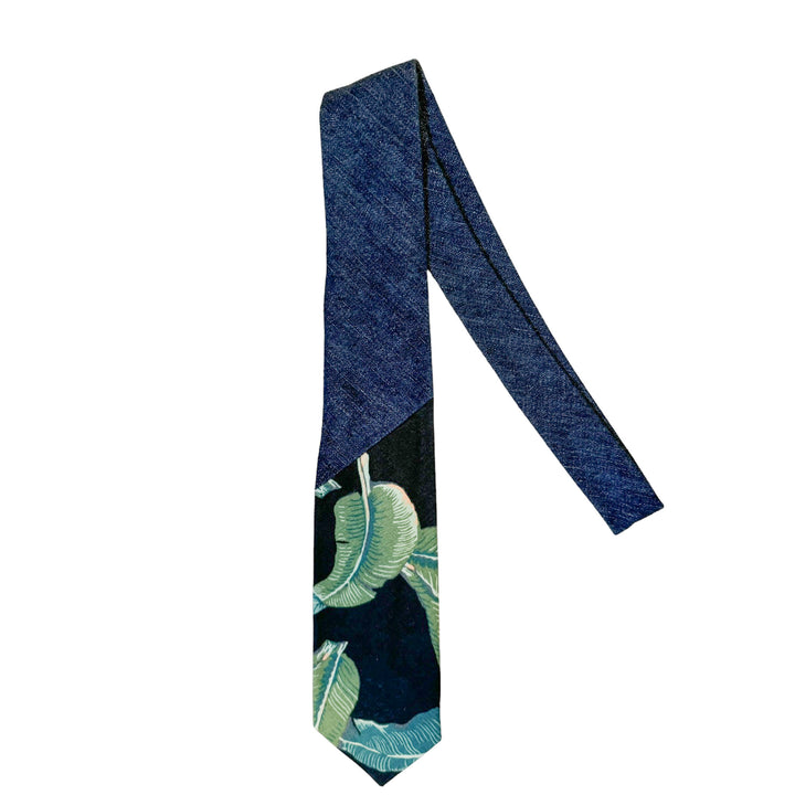 Denim / Black Floral Tie