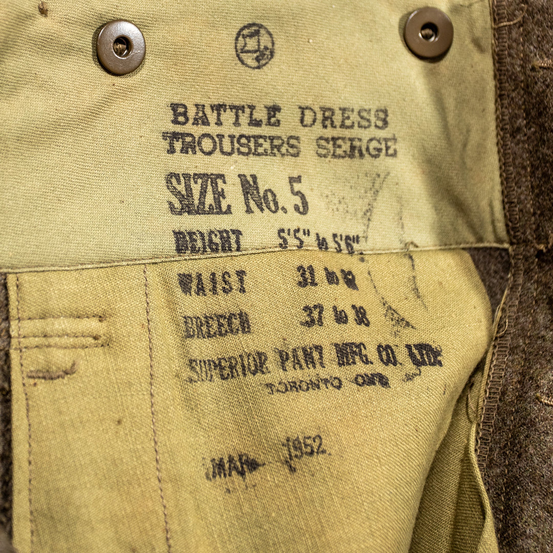 Canadian Battle Dress  Wool Trousers Unissued