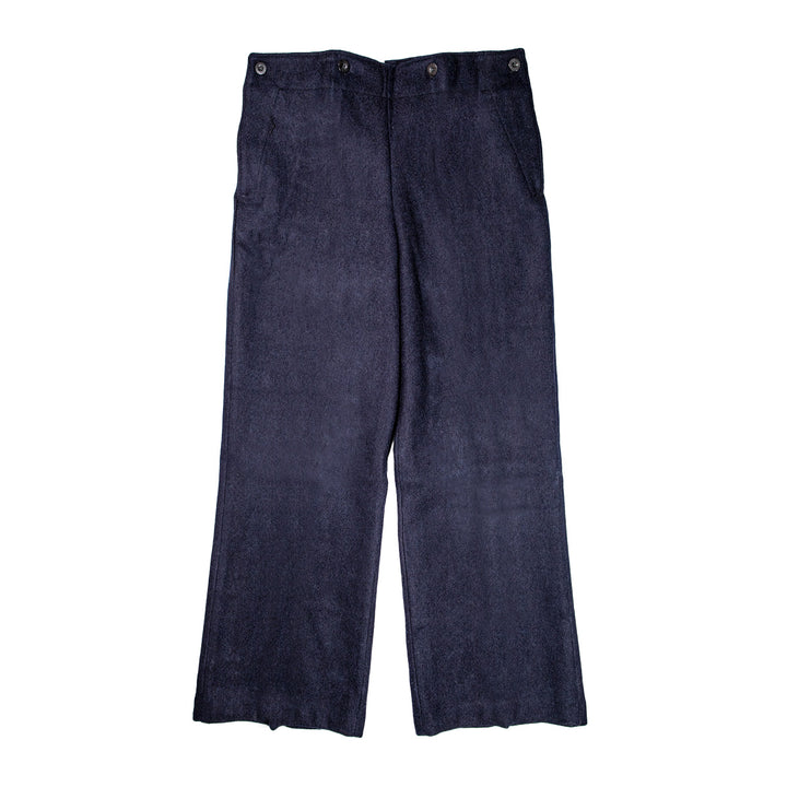 French Drop Front Blue Wool Sailor Pants