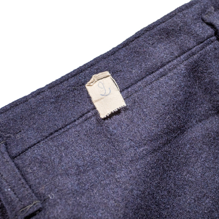 French Drop Front Blue Wool Sailor Pants